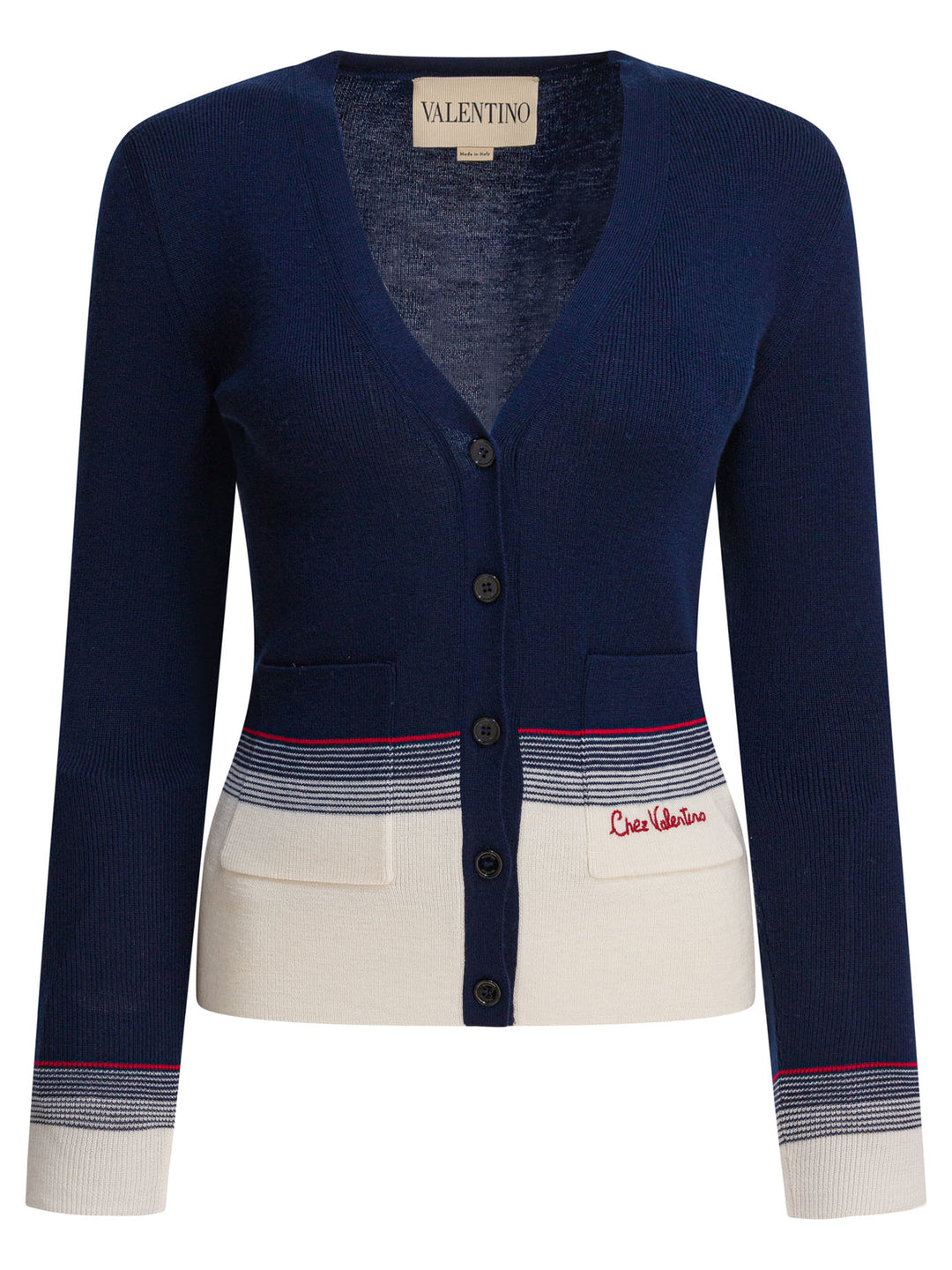 Valentino Virgin Wool Cardigan Knitwear - Blue | 29110b1bfb1b80d8d7ab44119e7946e13b0e961a