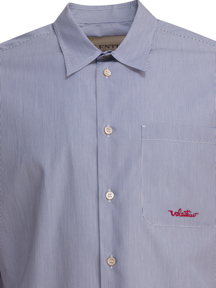 Valentino Cotton Shirt With Logo Shirts - Light blue | a82442297f7babc6bde83f561bdbc6a75223b454