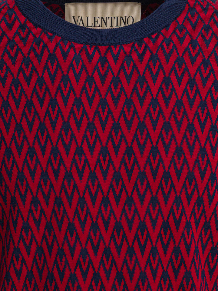 Valentino Toute La V Knitwear - Blue | 49369112260f7547b053524bada683977b228f96