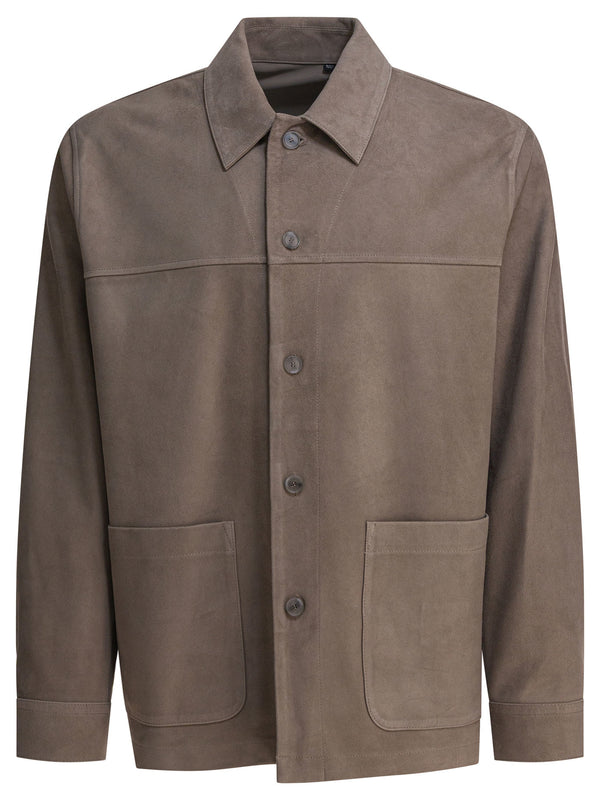 Suede Leather Jacket Grey