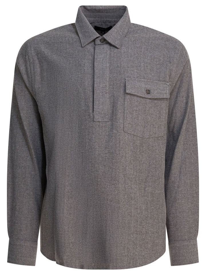 Vince Herringbone Shirt Shirts - Grey | d9a5f61d4f78c6695b577cf54a24aec42e1e9199