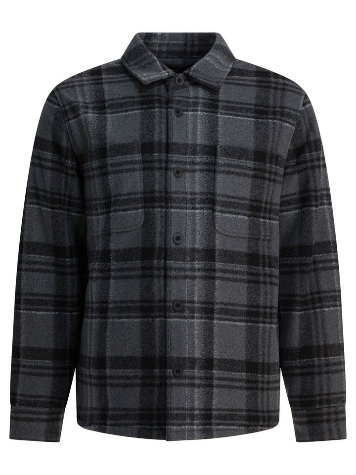 Vince Check Overshirt Jacket Jackets and Coats - Grey | 5ba164e9809758f72db8c2dd30afc6c9288e8bef