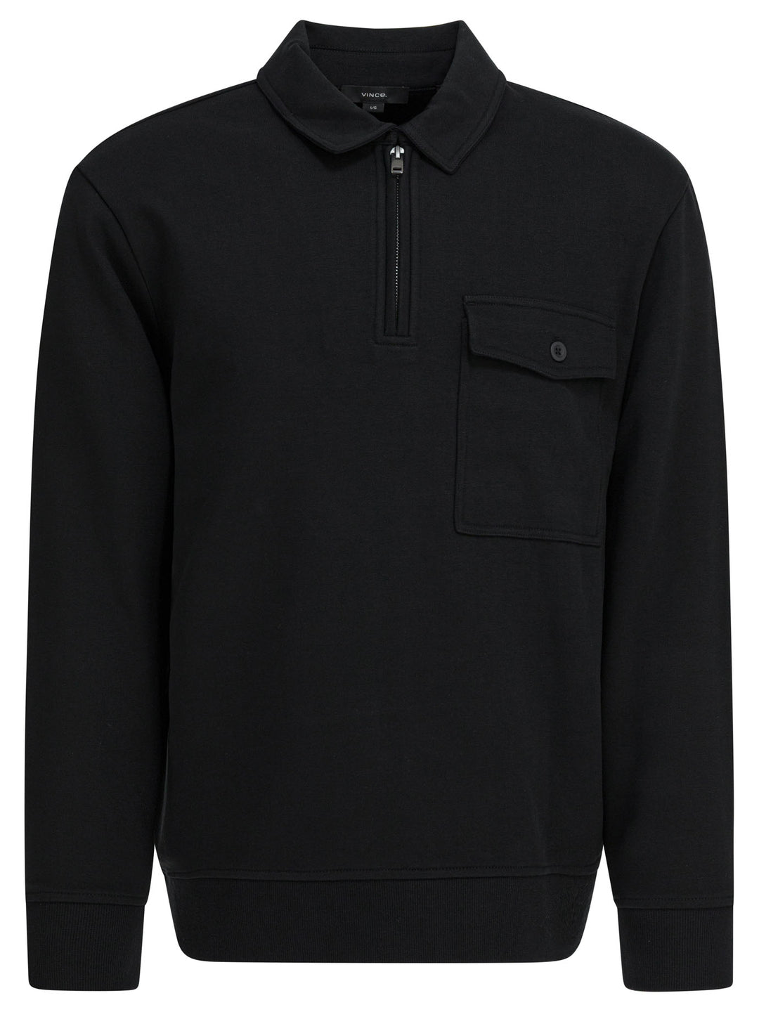 Vince Cotton Blend Zippered Polo Shirt Polo shirts - Black | ef18b1eedfc6f17451f9a1e99ae6e7dcc1ecd29c