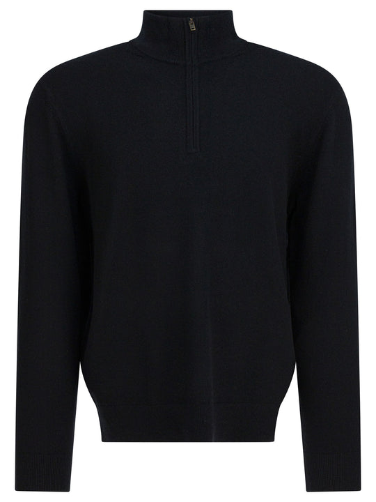 Cashmere Sweater With Half Zipper Knitwear Black