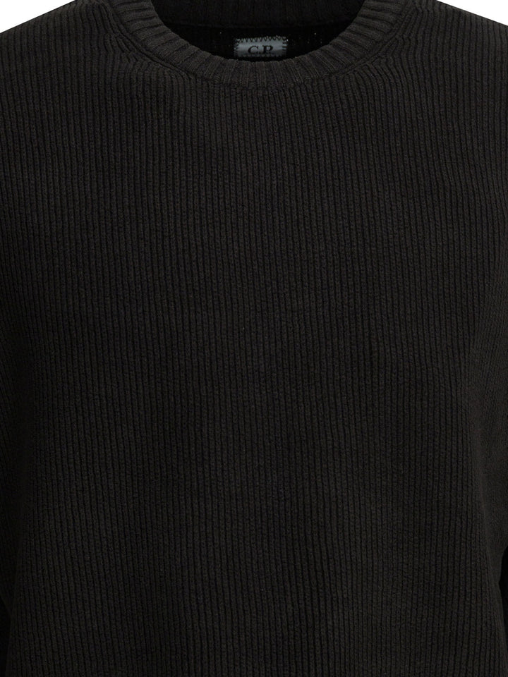 C.P. Company Crew-Neck Sweater With Logo Knitwear - Black | d312f91841fc63c85a09a24fc08f3b1eccbf7361