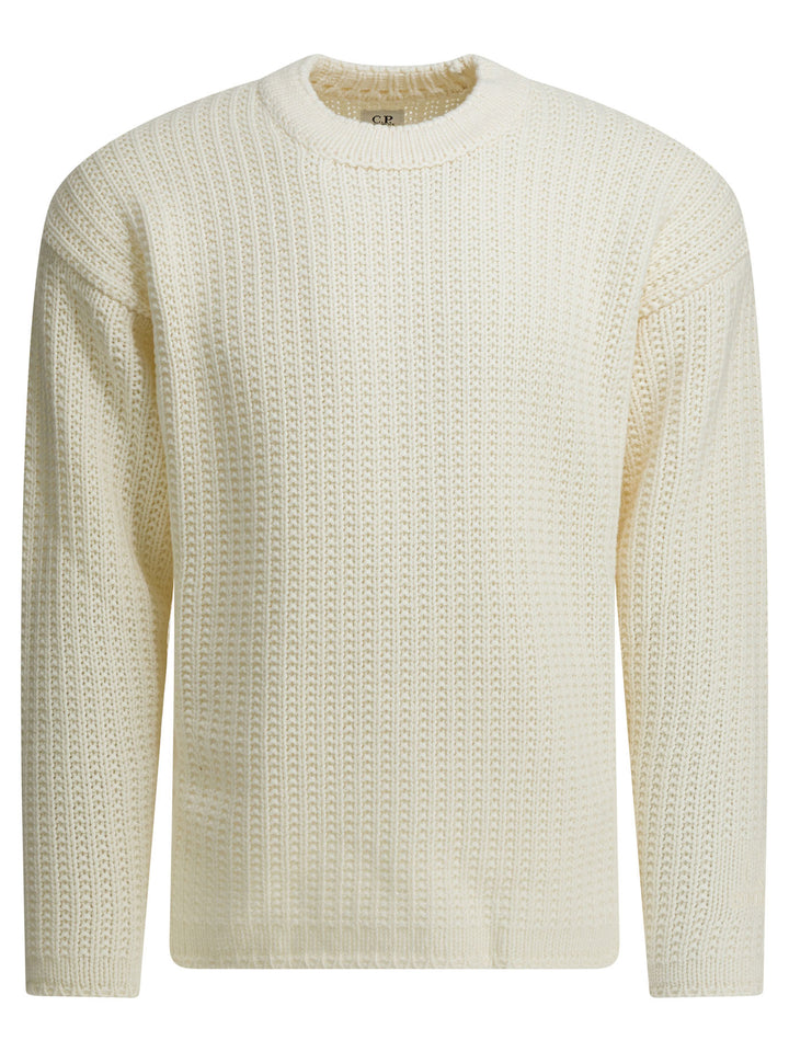 C.P. Company Wool Crew Neck Sweater Knitwear - White | 88b1963abbec985dcbbda29a37433194ef2205cf