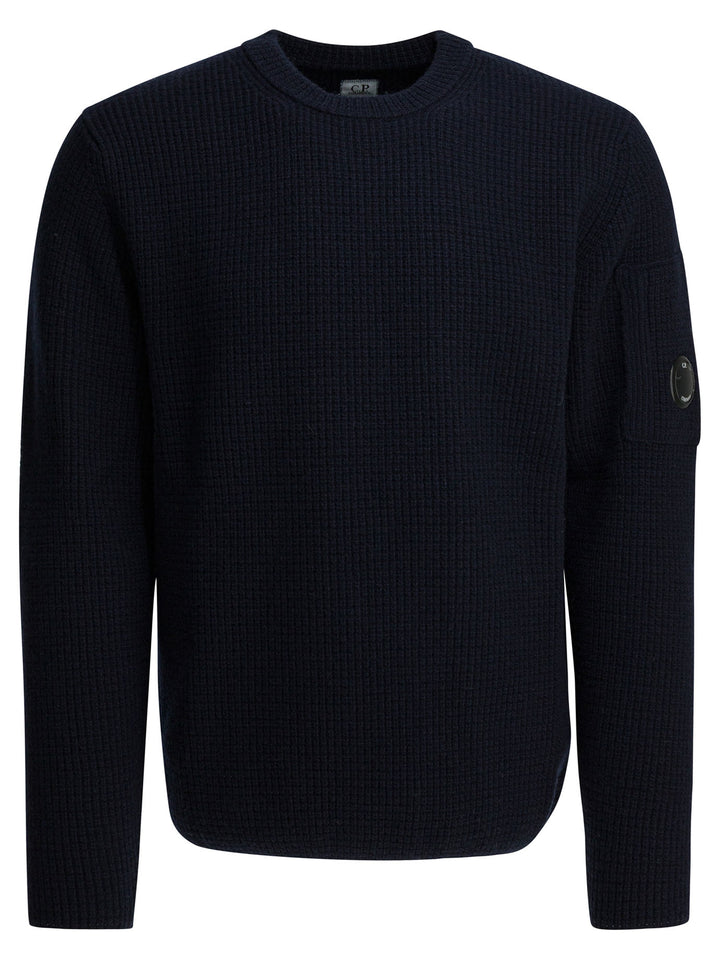 C.P. Company Crew-Neck Sweater With Logo Knitwear - Blue | 55a34962f0defe5885d23e5c0c7cf418f279359e