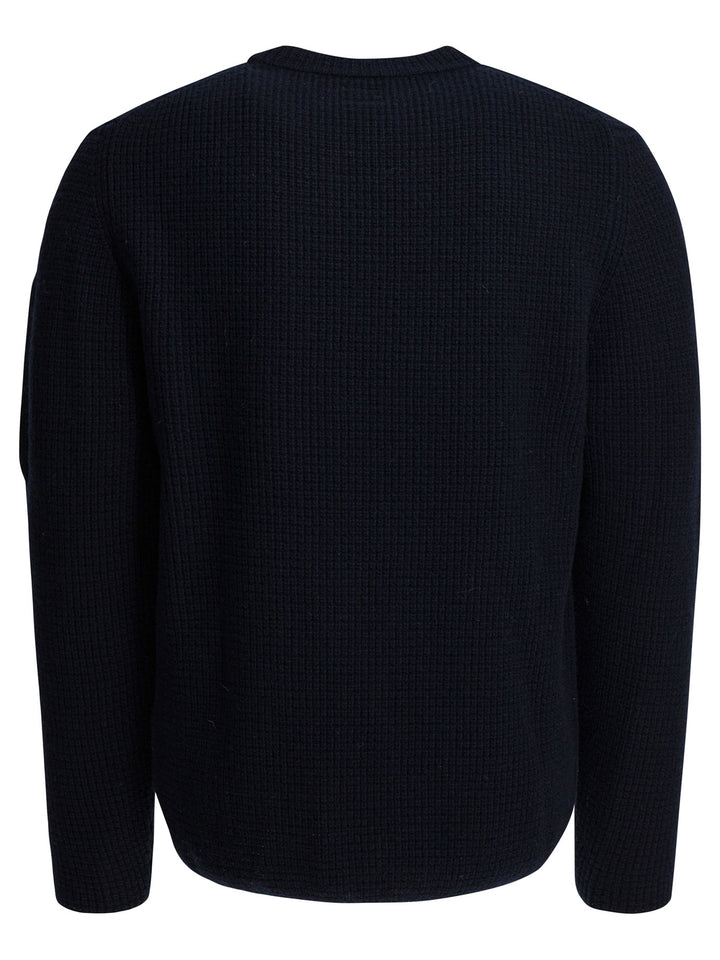 C.P. Company Crew-Neck Sweater With Logo Knitwear - Blue | 5b6b166b94dfaf5f4b397eca1c43856d9f345ba0