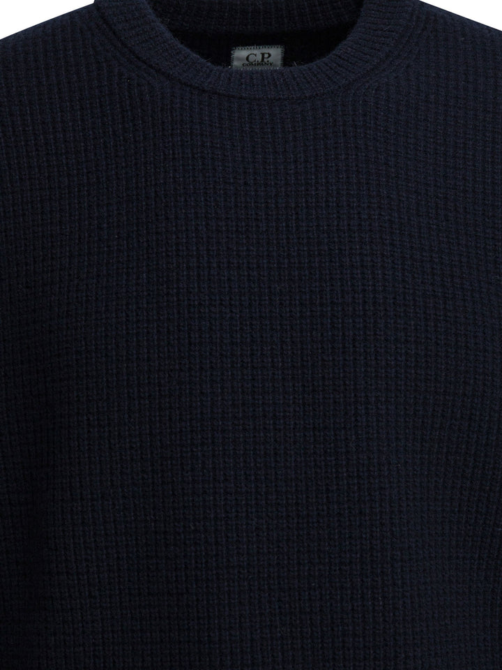 C.P. Company Crew-Neck Sweater With Logo Knitwear - Blue | 810d537f8a04656078c330907705c852b2c9e1c8