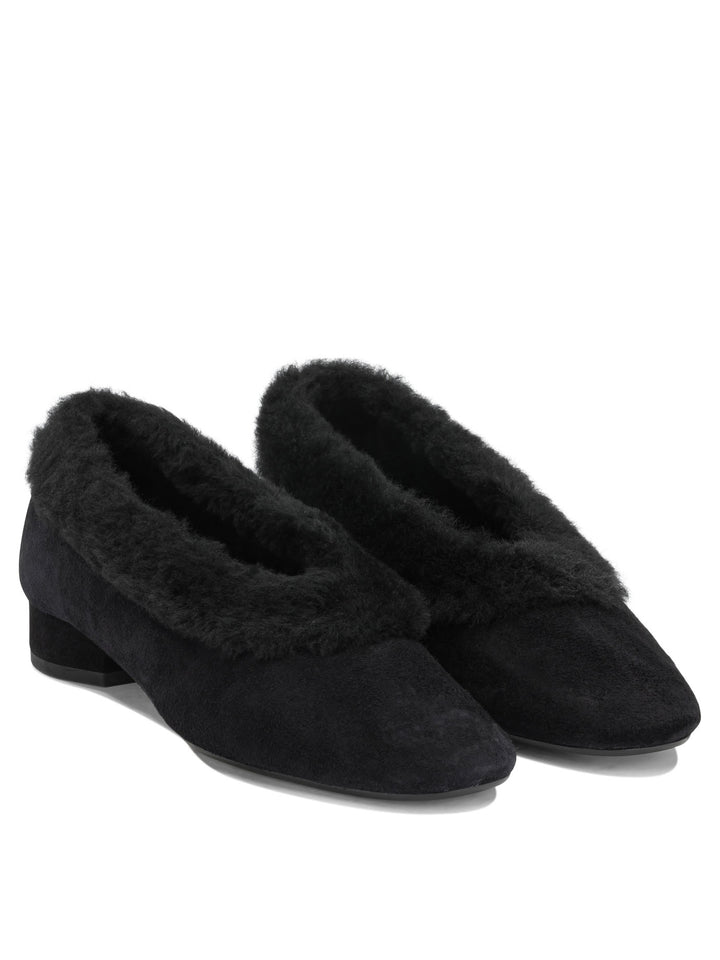 Aeyde Delia Shearling Ballerinas Black