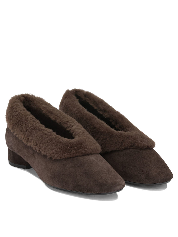 Aeyde Delia Shearling Ballerinas Brown