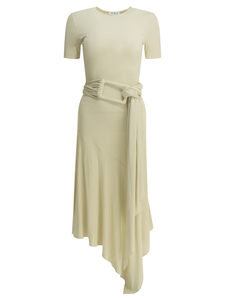 AlaïA Draped Midi Dress Dresses - White | 294c72fa14c23d92ce6fa6a3cc7c85270457a78c