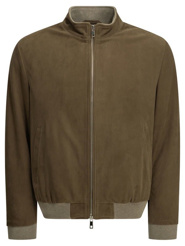 Padded Suede Bomber Jacket Jackets And Coats Beige