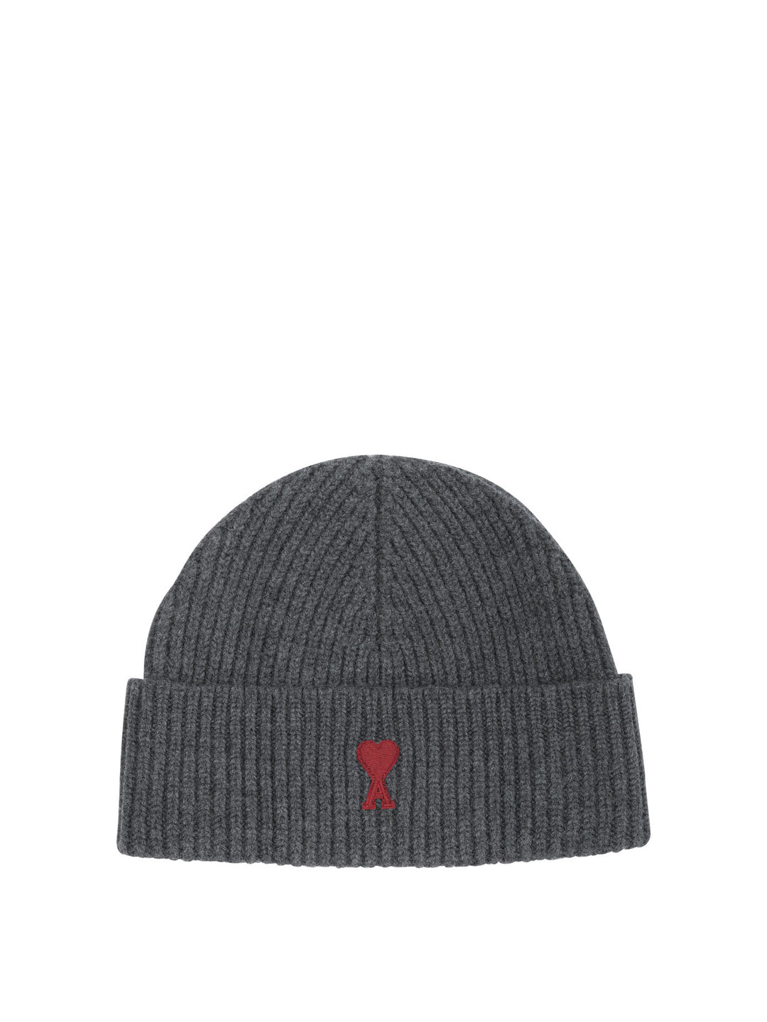Ami Paris Merino Wool Beanie Hats Grey