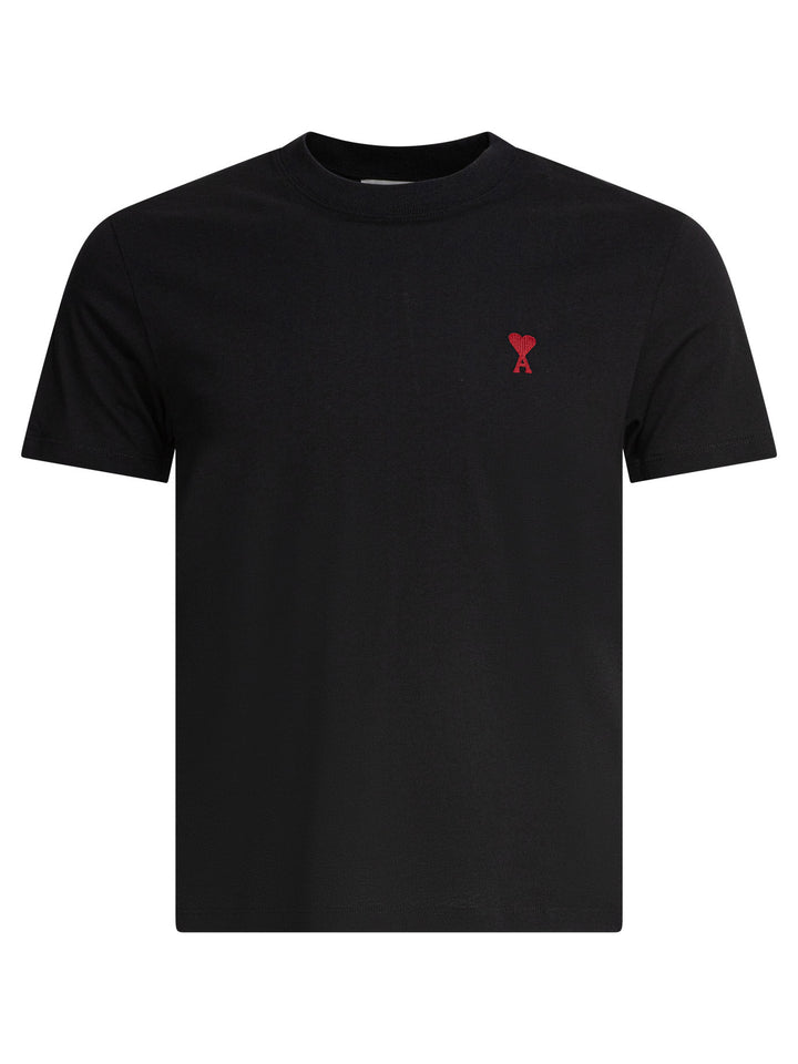 Ami Paris Crew-Neck T-Shirt With Logo T-shirts - Black | d9476503a7df5db4e877ac53954deffa2e61eda2