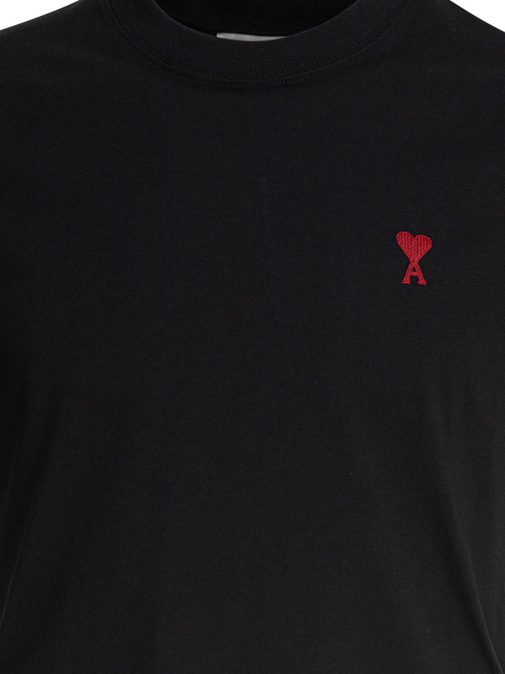 Ami Paris Crew-Neck T-Shirt With Logo T-shirts - Black | 81bb2d20388e3f09383fec8c1c824e4cb5358374