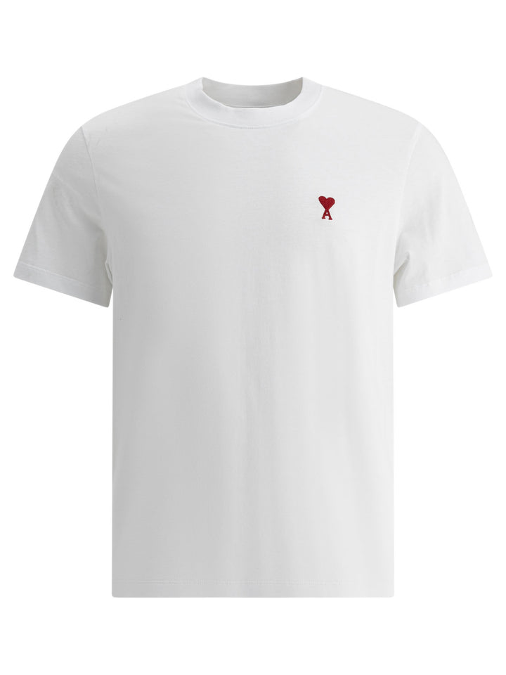 Ami Paris Crew-Neck T-Shirt With Logo T-shirts - White | 97e29daaa92d5f1b1d0539bde3e4ab7fe0493419