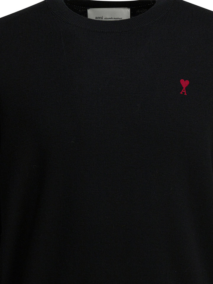 Ami Paris Wool Crewneck Sweater Knitwear - Black | c078baaa55d951cf4198a41af8195eed09ce0b86