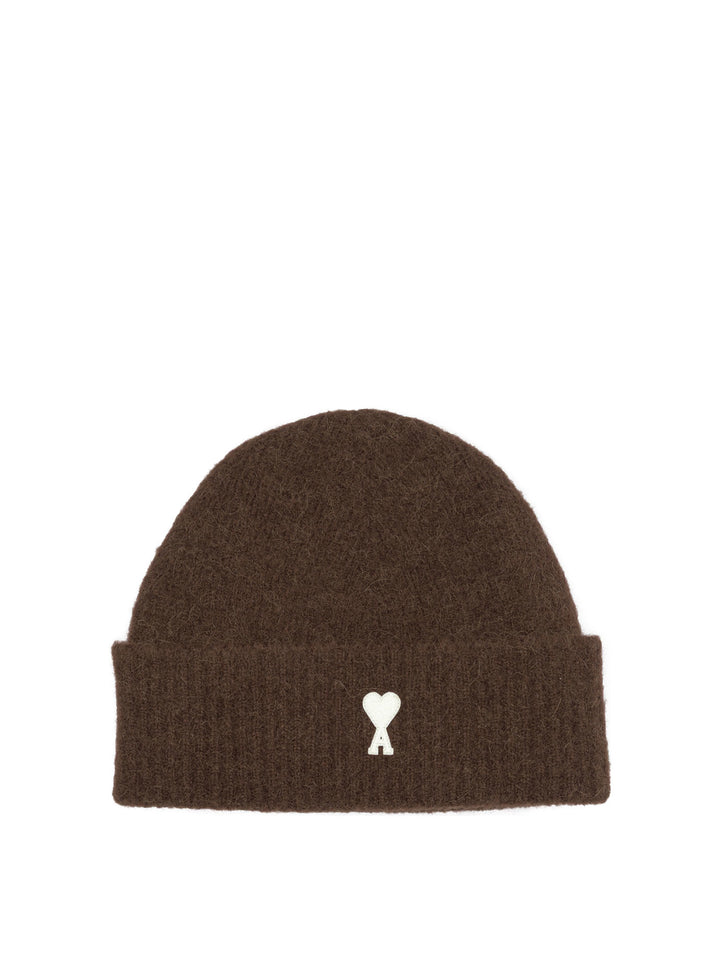 Ami Paris Alpaca Beanie Hats Brown