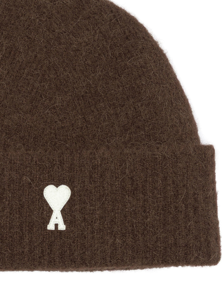Ami Paris Alpaca Beanie Hats Brown