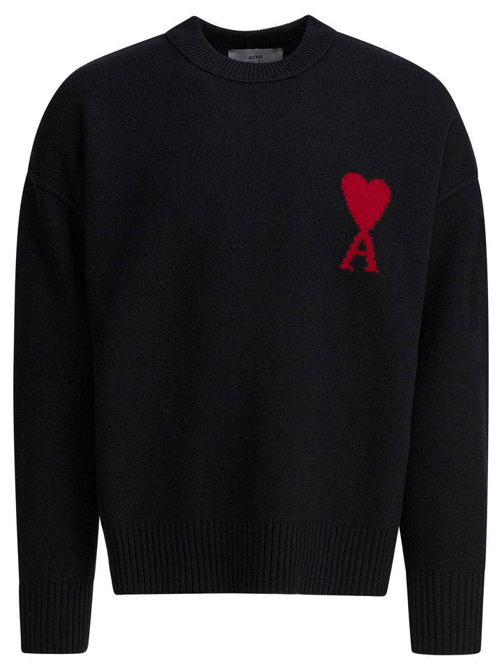 Ami Paris Ami De Coeur Knitwear - Black | a37f640cd4b6f326727e3c93244e4ae75de6cd0f