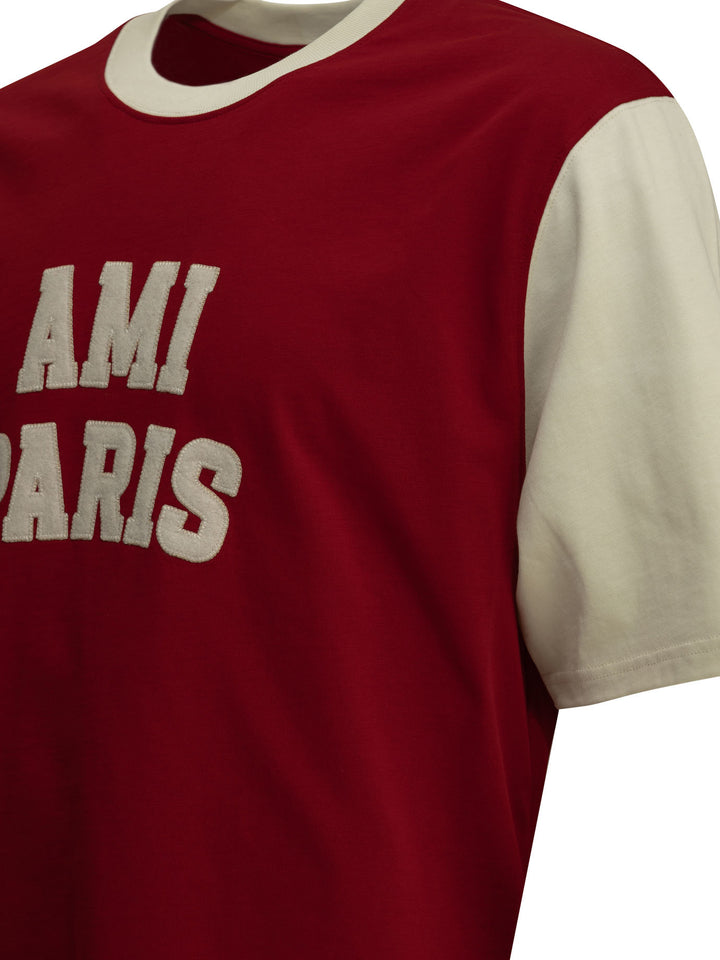 Ami Paris Crewneck T-Shirt With Logo T-shirts - Red | 6fea32d151d56f989d1a3b4f3ef94e72df2c7ab9