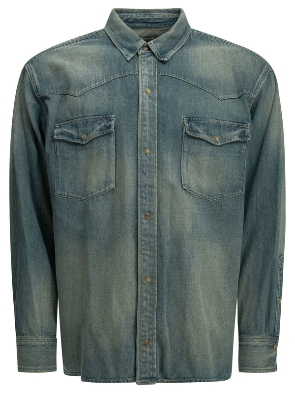 Vintage Western Shirts Light Blue