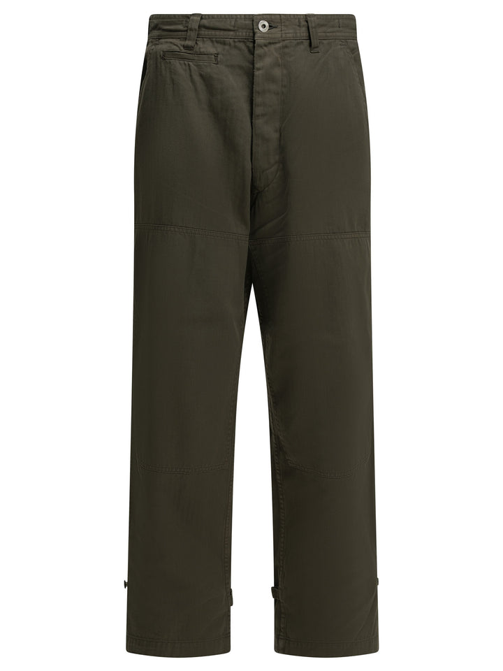 A.Presse Double Knee Trousers Green