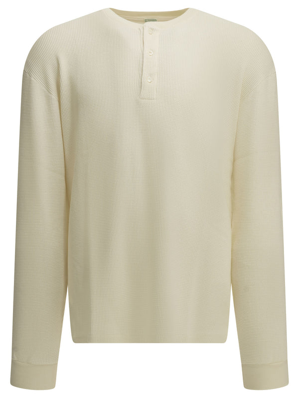 Henley T-Shirt With A Honeycomb Pattern T-Shirts White