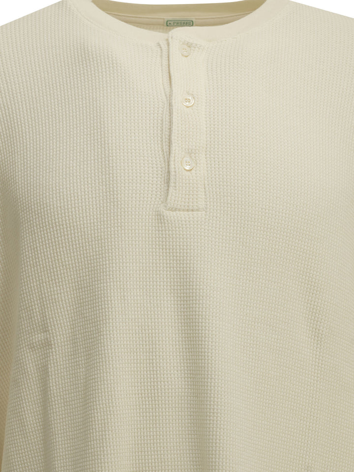 A.Presse Henley T-Shirt With A Honeycomb Pattern T-shirts - White | d9c9ff9821ed7a783e5f84f18a0803b4e5773f2c