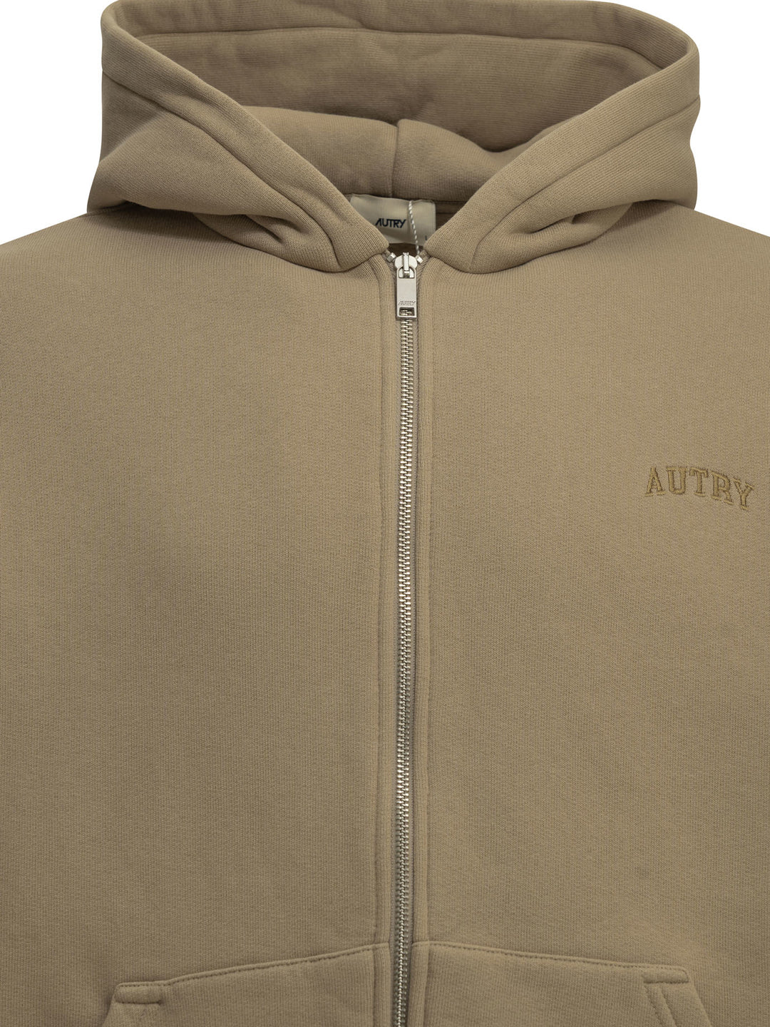 Autry Zip-Up Sweatshirt With Logo Sweatshirts - Beige | 69d3a8a2faea600ba3e34fed05783eb3deace45a