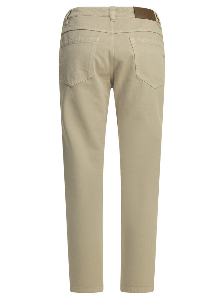 Brunello Cucinelli Straight Shiny Bartck Jeans - Beige | 4cb2b51d3595f72f24cd9ace9991492b55d3ab81
