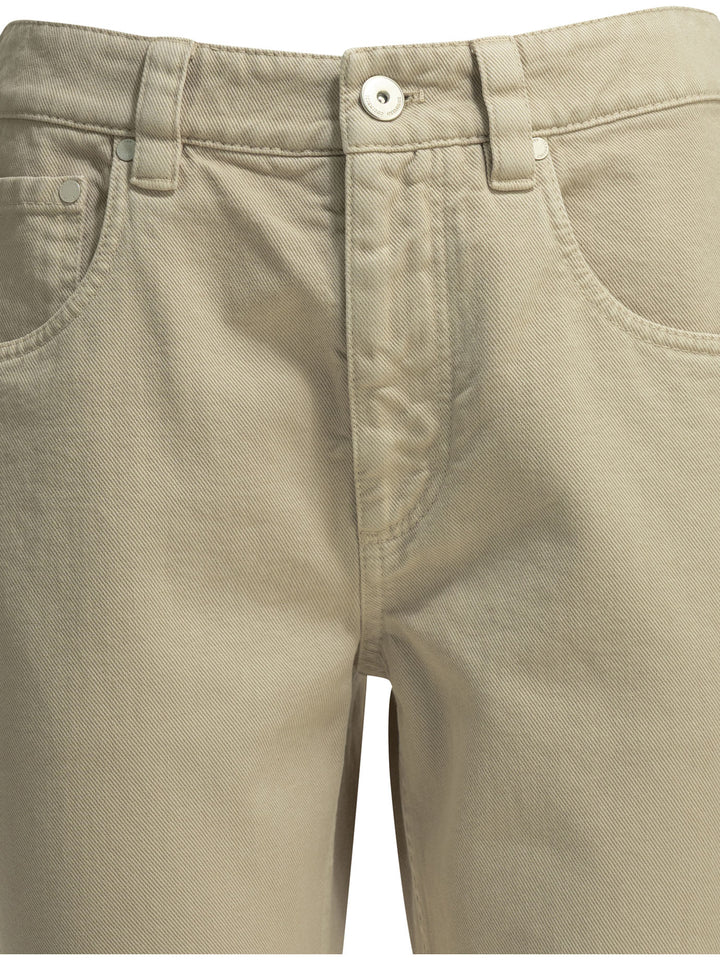 Brunello Cucinelli Straight Shiny Bartck Jeans - Beige | 6cf94fd05130bf96f39412385375c65555406baa