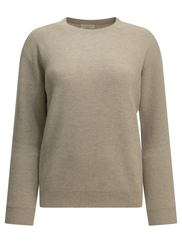 Cashmere Crew-Neck Sweater Knitwear Beige