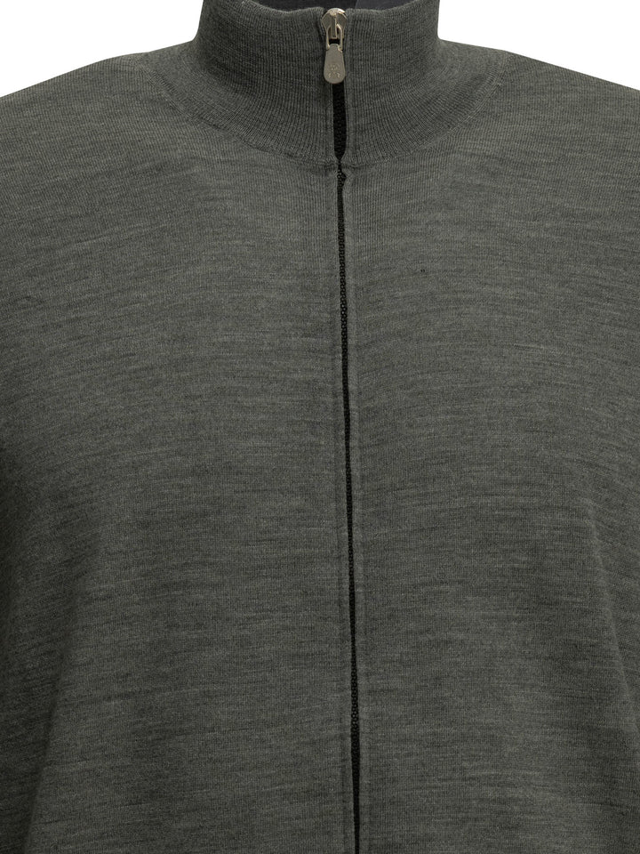 Brunello Cucinelli Zip-Up Sweater Made Of Wool And Cashmere Knitwear - Grey | 3480fe210d0e39aa08d63c02ded7be3dd09f25d2