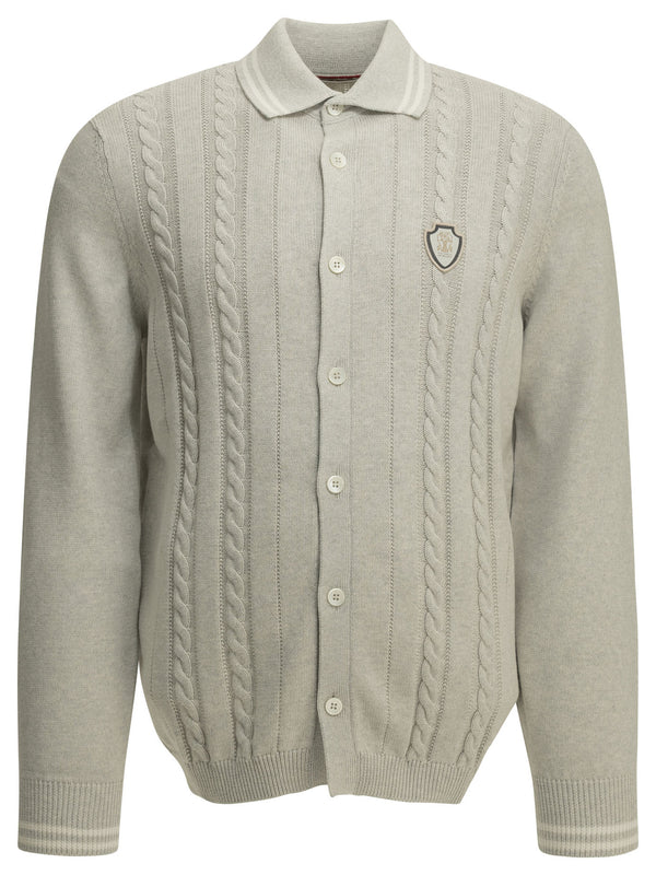 Cardigan With Logo Knitwear Grey