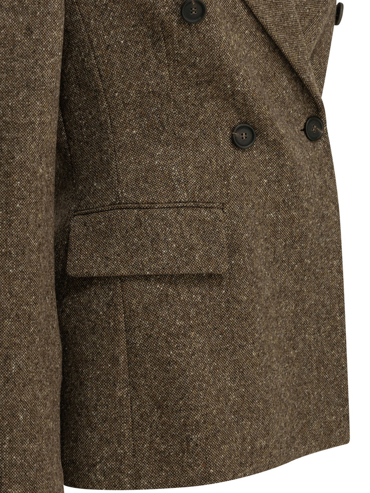 Brunello Cucinelli Double-Breasted Wool Blazer Jackets and Coats - Brown | a0c60cb44fda5f438c54abd15a1437e01f3410c6