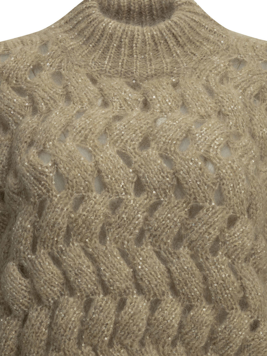 Brunello Cucinelli Dazzling Zigzag Cables Knitwear - Beige | 82135e21ae179156e7bdb22c25f22950ba537e6c