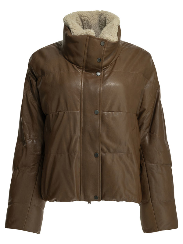 Padded Shearling Jacket Brown