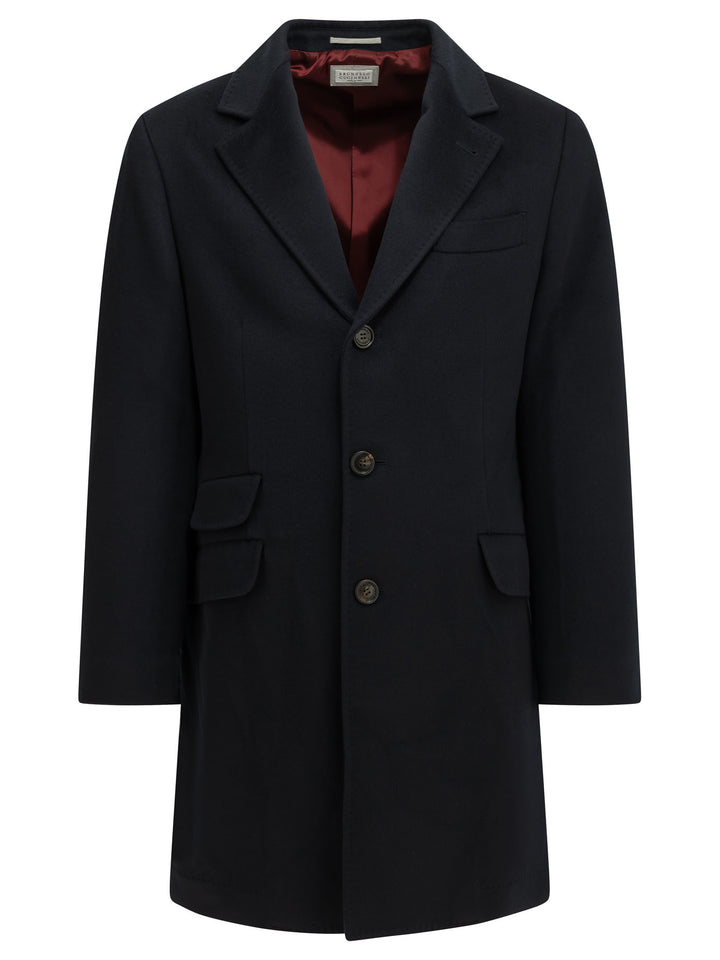 Brunello Cucinelli Short Coat Made Of Virgin Wool Fabric Jackets and Coats - Blue | dc80a2c9bf34ad0b3aa6e86c240277adecbb8ee5