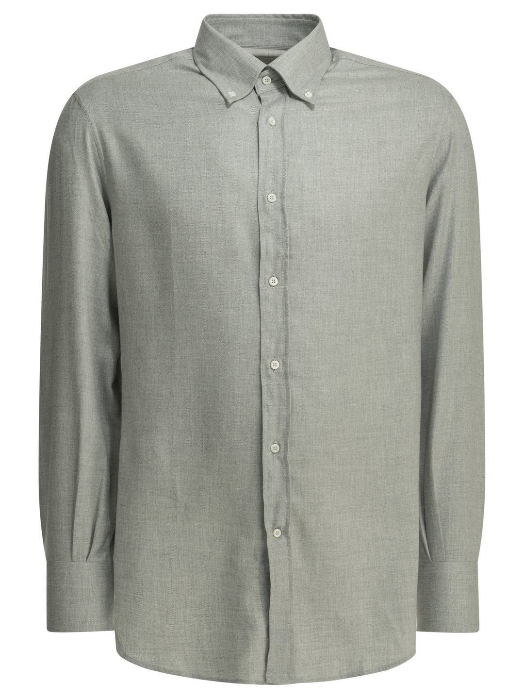 Brunello Cucinelli Casual Cotton Flannel Shirt Shirts - Grey | c2514c30784ba9ddd5876c148d7bac2463630a7a