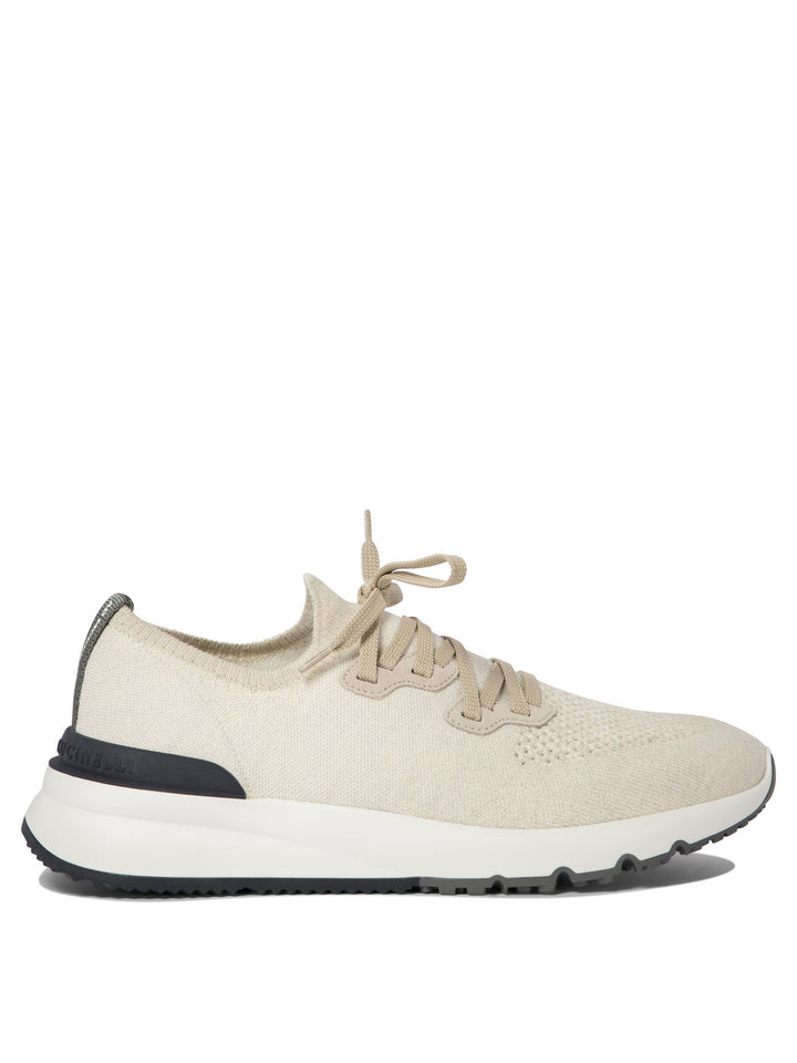 Brunello Cucinelli Low-Top Cotton Knit Sneakers Sneakers & Slip-On - Beige | b5984f8cfd11c8445cb50de179e9c35e53cd484f