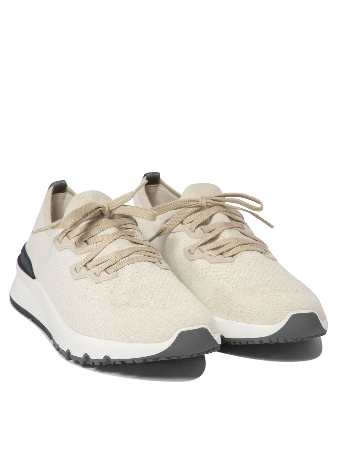 Brunello Cucinelli Low-Top Cotton Knit Sneakers Sneakers & Slip-On - Beige | 3ce52b76e265f3f52c5055eab01e1a1e4b2f213a