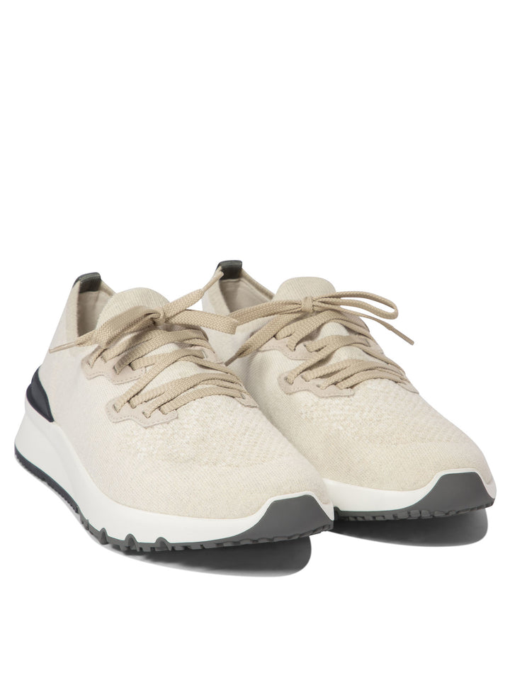 Brunello Cucinelli Low-Top Cotton Knit Sneakers Sneakers & Slip-On - Beige | 3ce52b76e265f3f52c5055eab01e1a1e4b2f213a