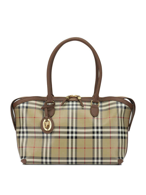Tote Check Shoulder Bags Beige