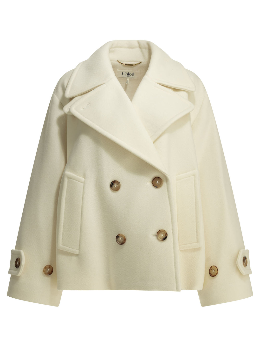 Chloé Short Wool Coat Jackets and Coats - White | 374d1026f6ccc2eaf8a7adc45220235296cb3f0d