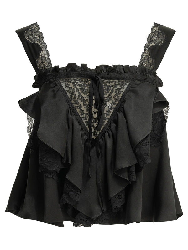 Casual Top With Ruffles Tops Black