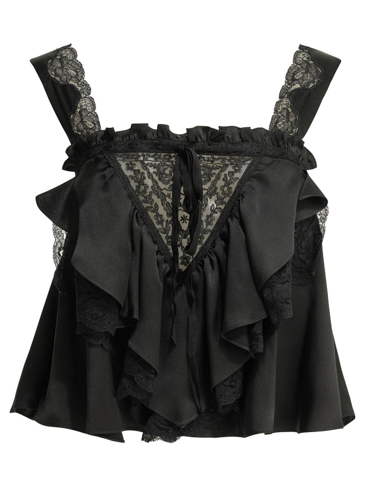 Chloé Casual Top With Ruffles Tops - Black | 027d221016281f2bab24821f7f57fda599bbef41