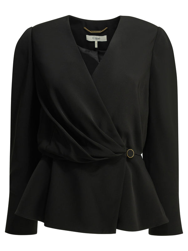 Casual Draped Top Tops Black