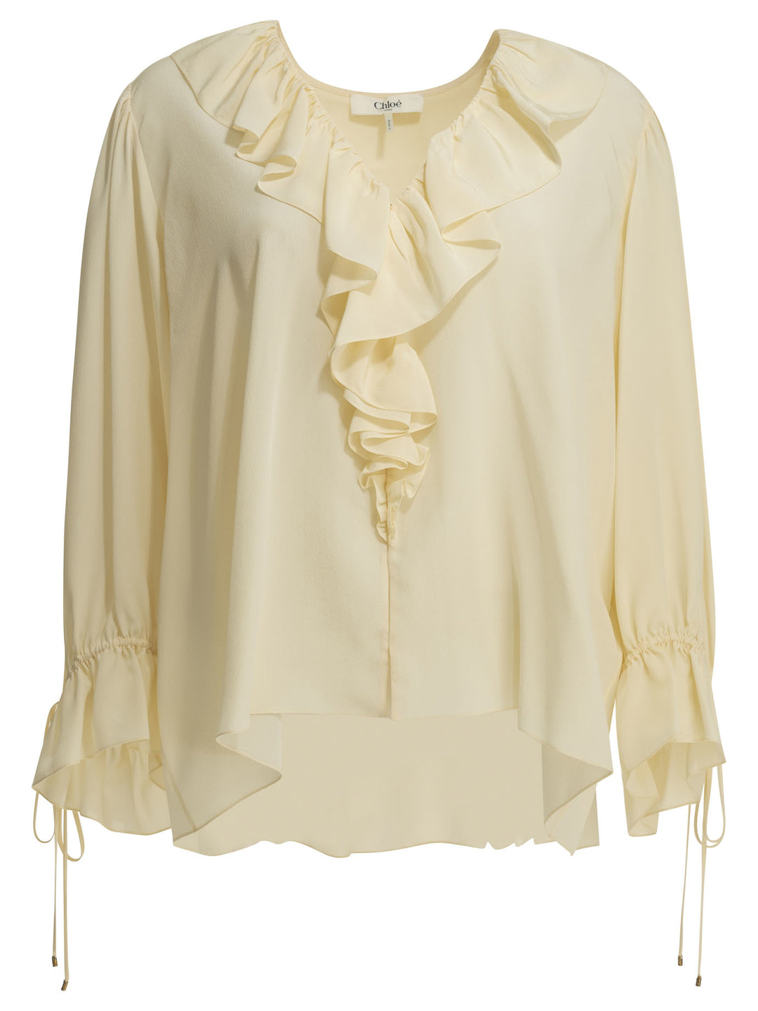 Chloé Silk Blouse With Ruffles Shirts - White | 46fa4e6f593fbad958236912de9b1afde25e4fe3